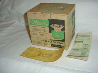 Vintage Coleman 502 - 700 Sportster Stove Box (only) Plus Paper Work