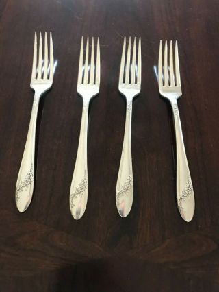 Queen Bess Ii Dinner Forks (4) Tudor Plate Oneida Community Silverplate 1946