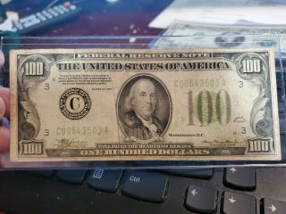 1934 Federal Reserve Note $100 Dollar Bill Philadelphia (c) Series Rare
