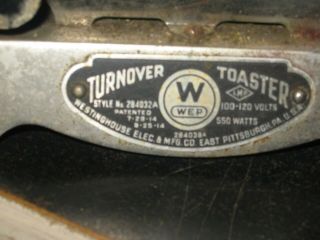 Rare Antique Westinghouse Electric Turnover/toaster 1914