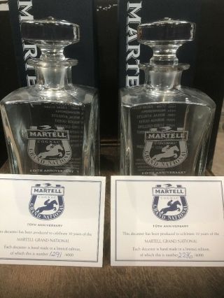 2 X Rare Martell Limited 10th Anniversary Grand National Crystal Decanters