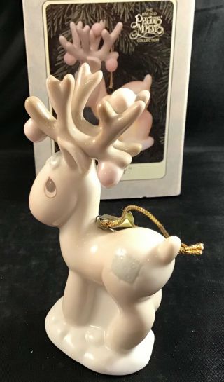 Precious Moments Reindeer Ornament Xmas Porcelain Light - up Vintage 1993 Rare Box 2