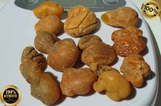 Antique Baltic Natural Amber Drop Stones 45 G.  Rare Baltic Amber Stones