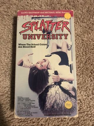 Splatter University Vhs 1984 Rare Slasher Horror Unedited Edition Troma.