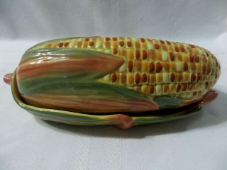 Pfaltzgraff Plymouth Lidded Butter Dish Ear Of Corn Figural Thanksgiving Rare