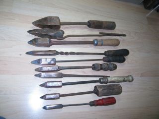Group 10 Antique/vintage Copper Tip Soldering Irons Primitive Tools