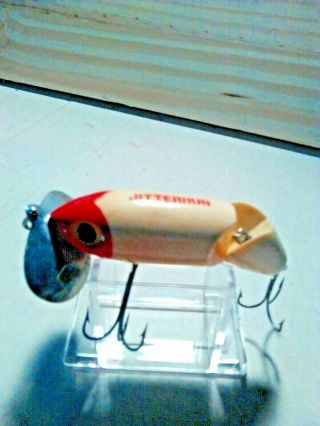 Old Lure Vintage Double Jointed 3 1/2 Inch Long Red/white Jitterbug For Bass.