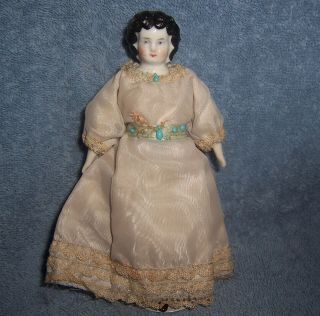 Antique Vintage German Porcelain China Head Dollhouse Doll House Painted legs 6 