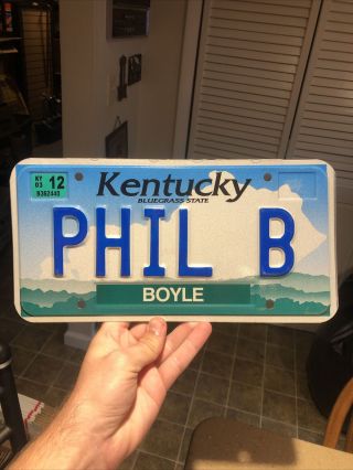 Rare Kentucky Vanity License Plate “phil B” Boyle County