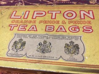 Vintage Antique Lipton Tea Bags Tin With George V Mark