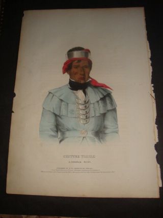 Rare Hand Colored Mckenney And Hall Portrait Folio Print 1837: Chittee Yoholo