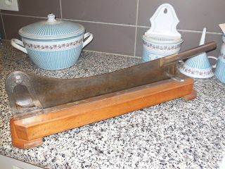 Rare Antique French Bread Cutting Board Slicer W.  Very Large Tilting Blade