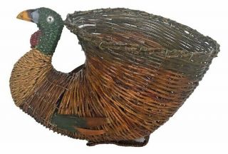 Turkey Thanksgiving Wicker Cornucopia Vintage Basket 13 " X 10 " Rare Find