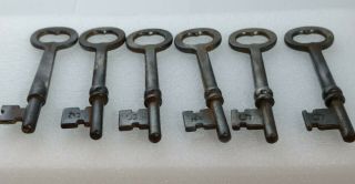 6 Vintage Set Of 6 Locksmith Skeleton Keys Late 1800 