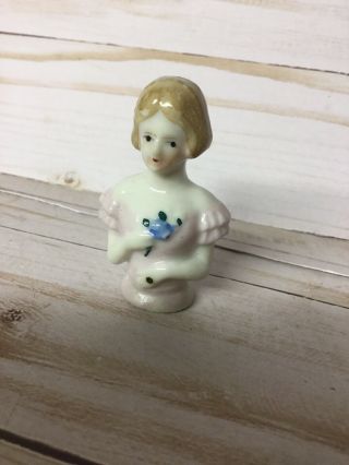 Vintage Porcelain Half Doll Pin Cushion Japan