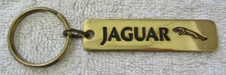 RARE Vintage JAGUAR LOGO KEY CHAIN Solid BRASS Gold Tone Metal Key Ring FOB USA 2