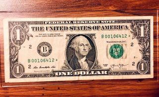 2013 $1 One Dollar Star Note Low Run Serial Number,  Rare