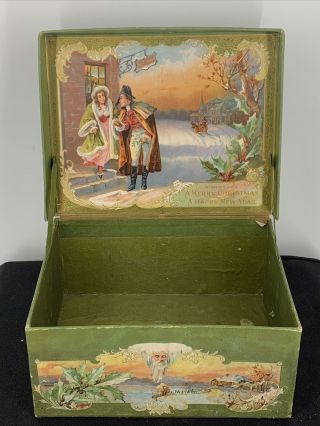 Vintage Antique Christmas & Year Keepsake Decorative Cardboard Box Estate