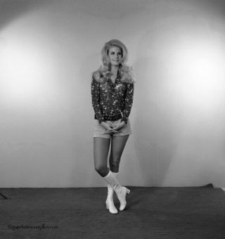 Bunny Yeager 1960s Black & White Camera Negative Mod Hot Blonde In Go - Go Boots