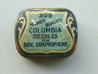 Rare Early Columbia Disc Graphophone / Phonograph Needle Tin - - With Needles