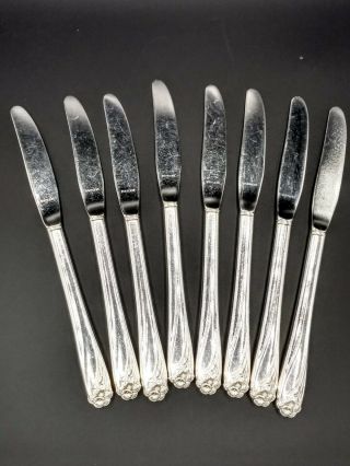 Set Of 8 1847 Rogers Bros Silverplate Dinner Knives Daffodil Pattern