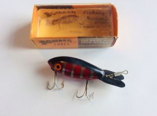 Vintage Wood Bomber Lure,  413 Red Side - In Correct Box
