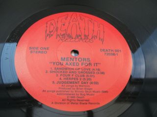 The Mentors You Axed For It Very Rare 1985 U.  S 1st Press On Enigma With Insert