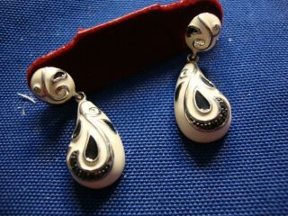 Grandmas Estate 925 Sterling Silver Rare Enamel Earrings