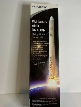 Rare Spacex Falcon 9 And Dragon Flying Model Rocket Kit – Made In Usa