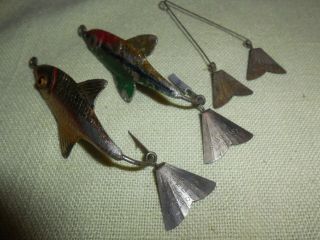 2 Vintage Metal Fishing Lures etc Fred Arbogast Tin Liz 1 with Glass Eyes 2