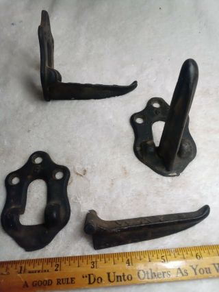 3 Antique Cast Iron Horse Carriage Buggy Wagon Horseless Foot Step Up.  Way5 Hook