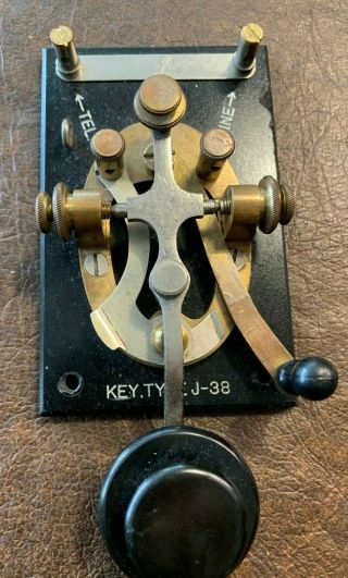 Rare Ww Ii Brass Frame Bakelite Engraved W/ " Key.  Type J38 "