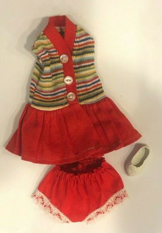 Vintage 1964 Ideal Pos’n Pepper Doll Outfit - Dress/shorts/shoe -