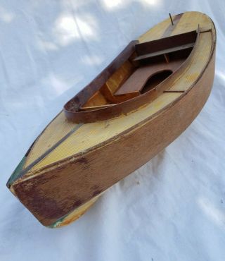 Vtg Antique Hand Made Crafted Wood Wooden Boat Model Whaling Dinghy Row Boat