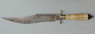 Old Orig.  Large Mexican Bowie Knife W/ Leather Sheath 1890 
