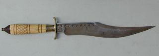 Old Orig.  Large Mexican Bowie Knife W/ Leather Sheath 1890 ' s Very Rare 2