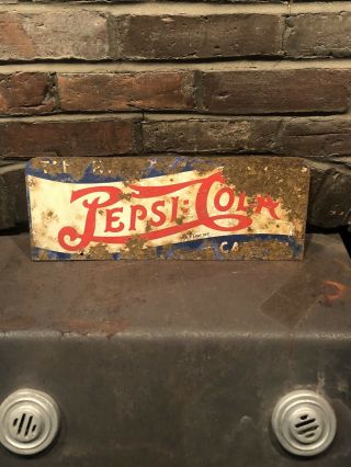 Rare Vintage 1939 Pepsi Cola Soda Pop 2 Sided Painted Metal Sign