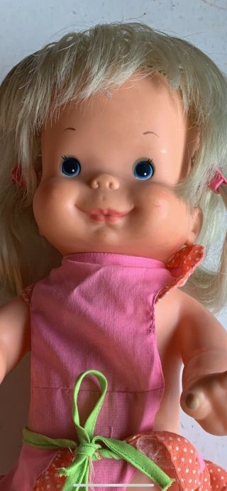 Vintage 1978 Ideal Whoopsie Doll Blonde Pony Tails Go Up When Tummy Squeezed