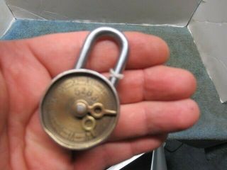 Very Rare Old Combination Padlock Lock.  With A Clock Face.  No Combo.