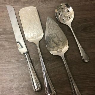 Gorham Heritage Silver Plate Cake Knife Servers Italy Lemon Design Spoon