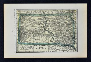 1927 Hammond Map - - South Dakota Pierre Black Hills Rapid City Sioux Falls Sd