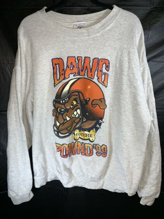 Vintage 90s 1999 Cleveland Browns Dawg Pound Crewneck Sweatshirt Nfl Sz Xl Rare