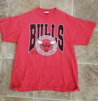 Rare Vintage Chicago Bulls T - Shirt Xl 1990 Made In Usa Nba Michael Jordan