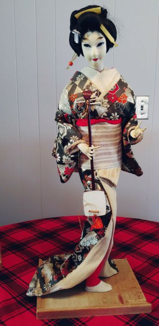 Vintage Nishi Doll Japanese Doll Kimono Set Of 2 Large Rare 24 " Maiko And Geisha