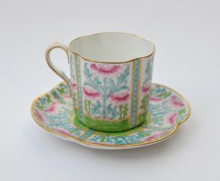 Fine Antique Art Nouveau Coffee Cup & Saucer By Royal Doulton C.  1910 Gilt