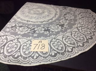 35” Lace Round Table Topper Vintage Antique White This Piece Is