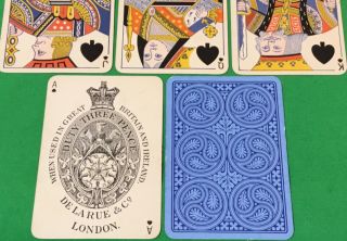 Old Antique De La Rue Wide Bezique Pack Playing Cards Leaf Circles Art Design