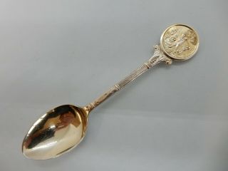 Golfing Picture Solid Silver Gilt Golf Club Prize Spoon.  Birmingham 1969
