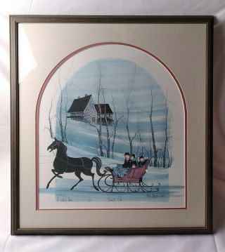 P Buckley Moss 1987 " Family Ride " Signed By Artist,  Framed,  Rare Limited Edition