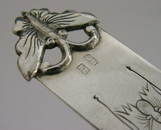 Rare Large Chinese Export Silver Butterfly & Bat Bookmark Antique C1890 Kl